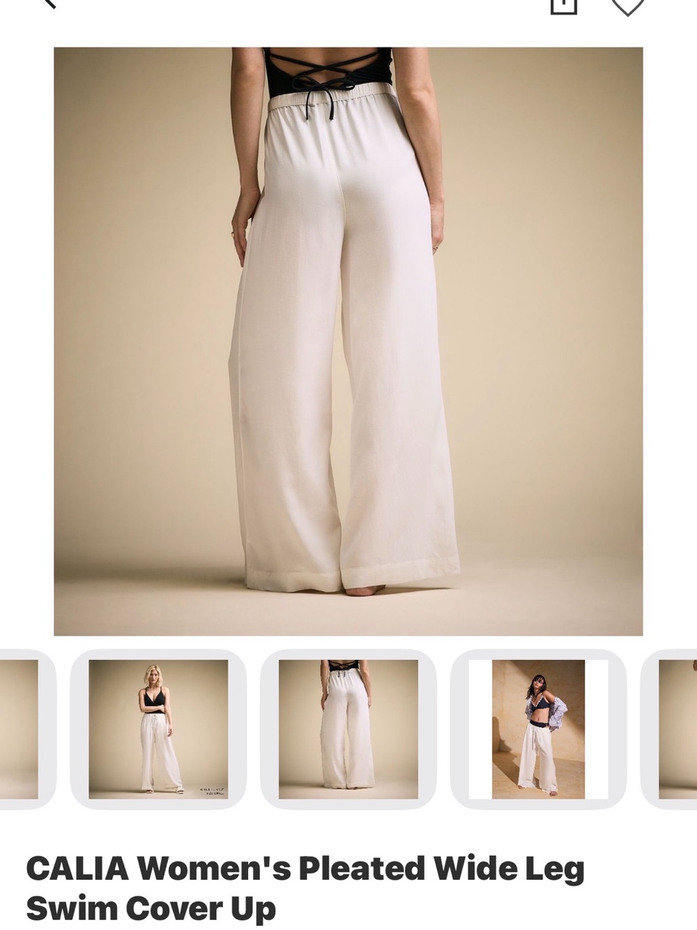 CALIA by Carrie Underwood Cream Wide-Leg Swim Cover-Up Pants